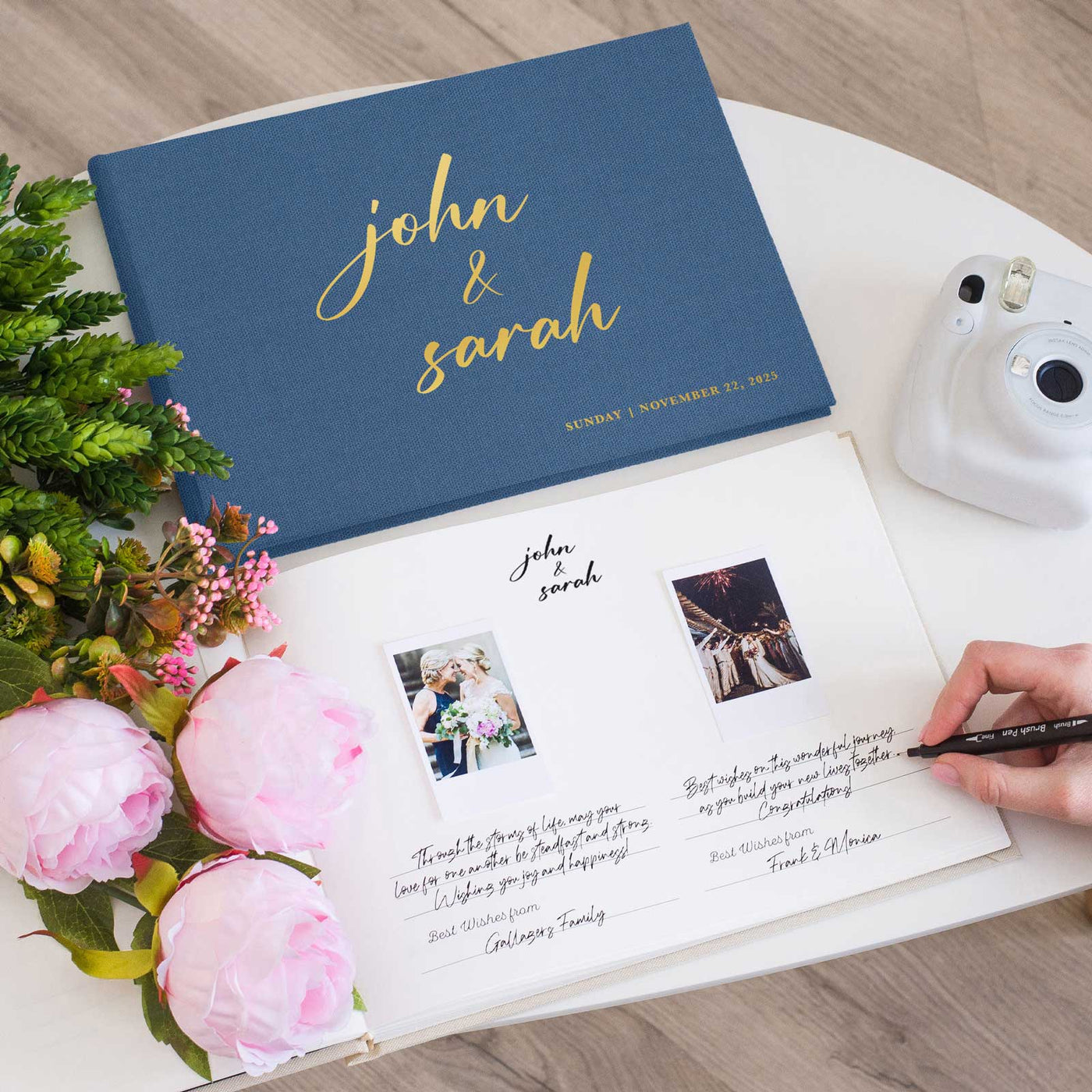 Wedding Photo Guest Book with Fabric Cover and C1 Design