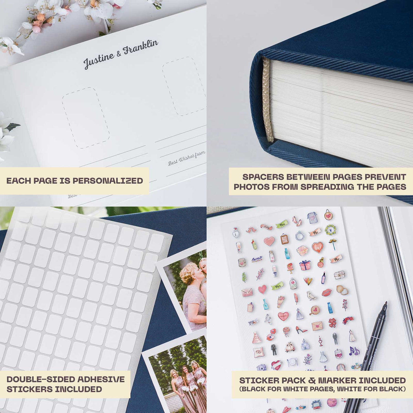 Wedding Photo Guest Book with Twill Cover and W2 Design
