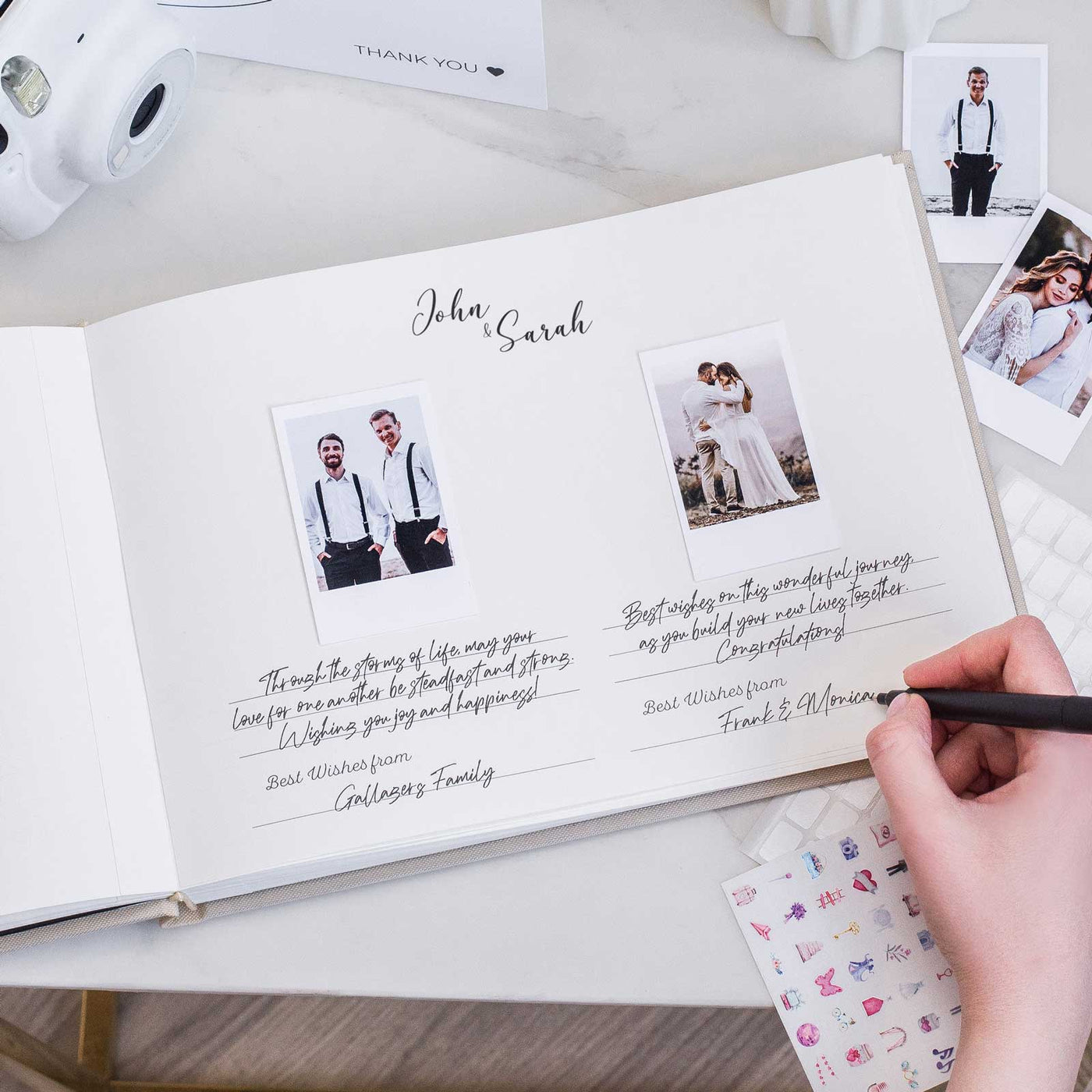 Wedding Photo Guest Book with Fabric Cover and D1 Design