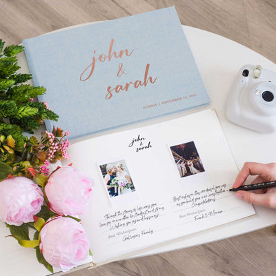 Wedding Photo Guest Book with Fabric Cover and C1 Design