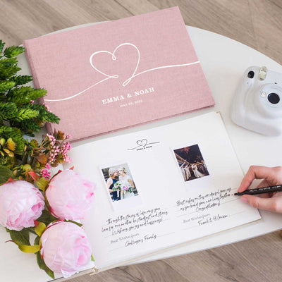 Wedding Photo Guest Book with Fabric Cover and C2 Design