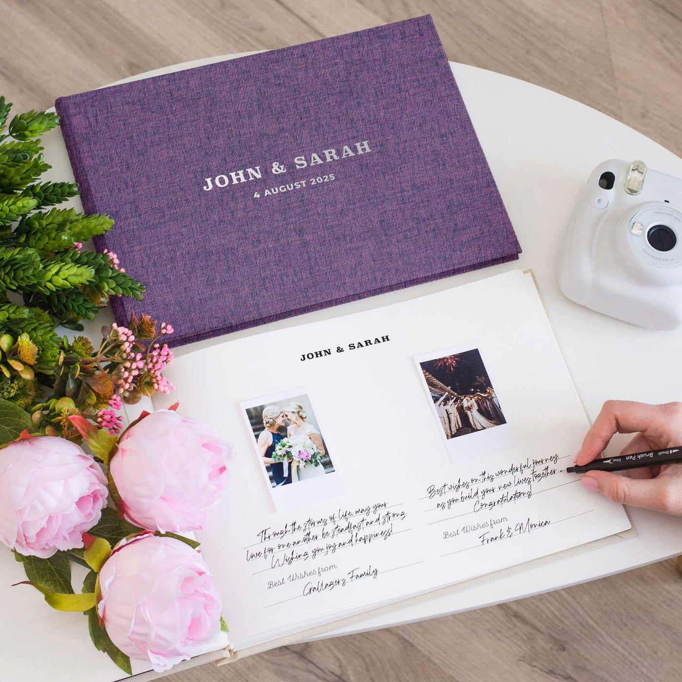 Wedding Photo Guest Book with Fabric Cover and C8 Design