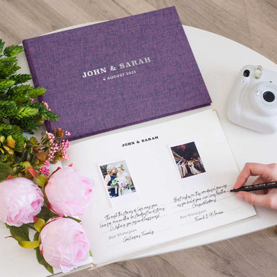 Wedding Photo Guest Book with Fabric Cover and C8 Design