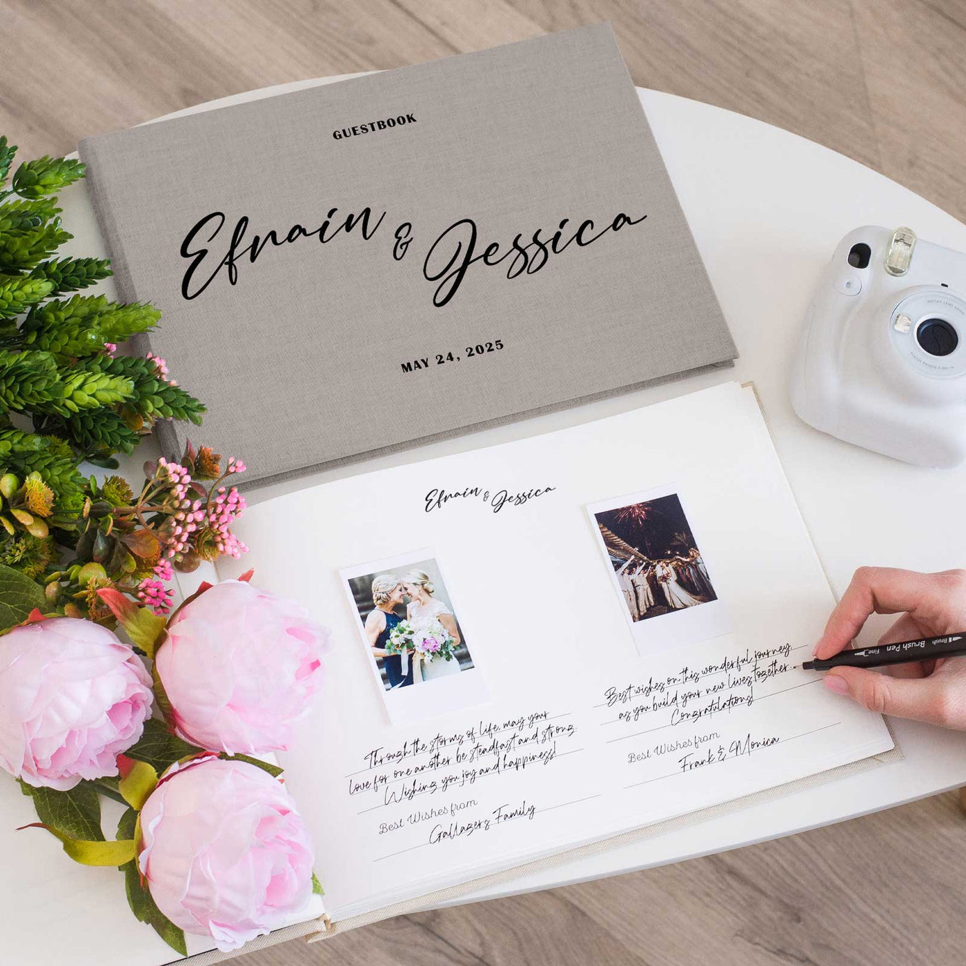 Wedding Photo Guest Book with Fabric Cover and C9 Design