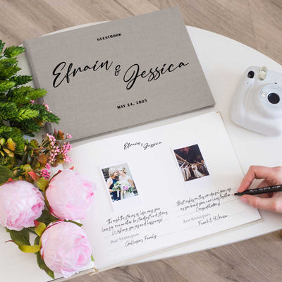 Wedding Photo Guest Book with Fabric Cover and C9 Design