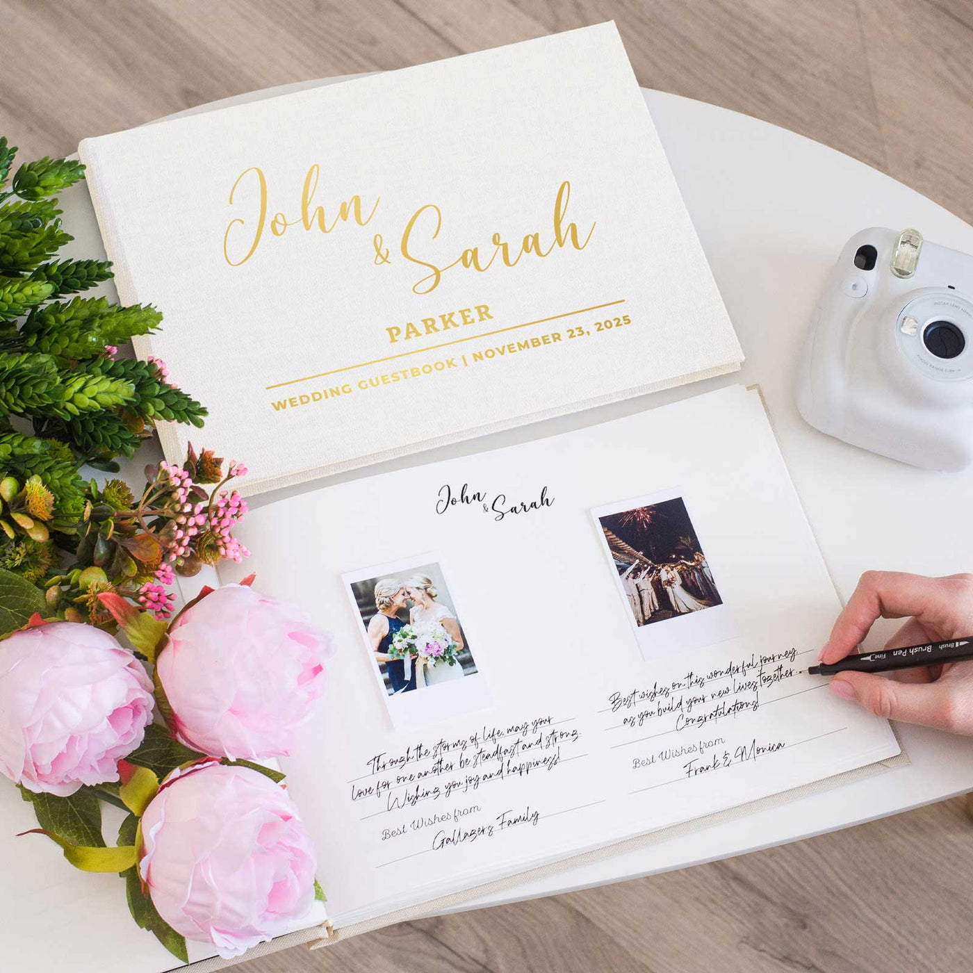 Wedding Photo Guest Book with Fabric Cover and D1 Design