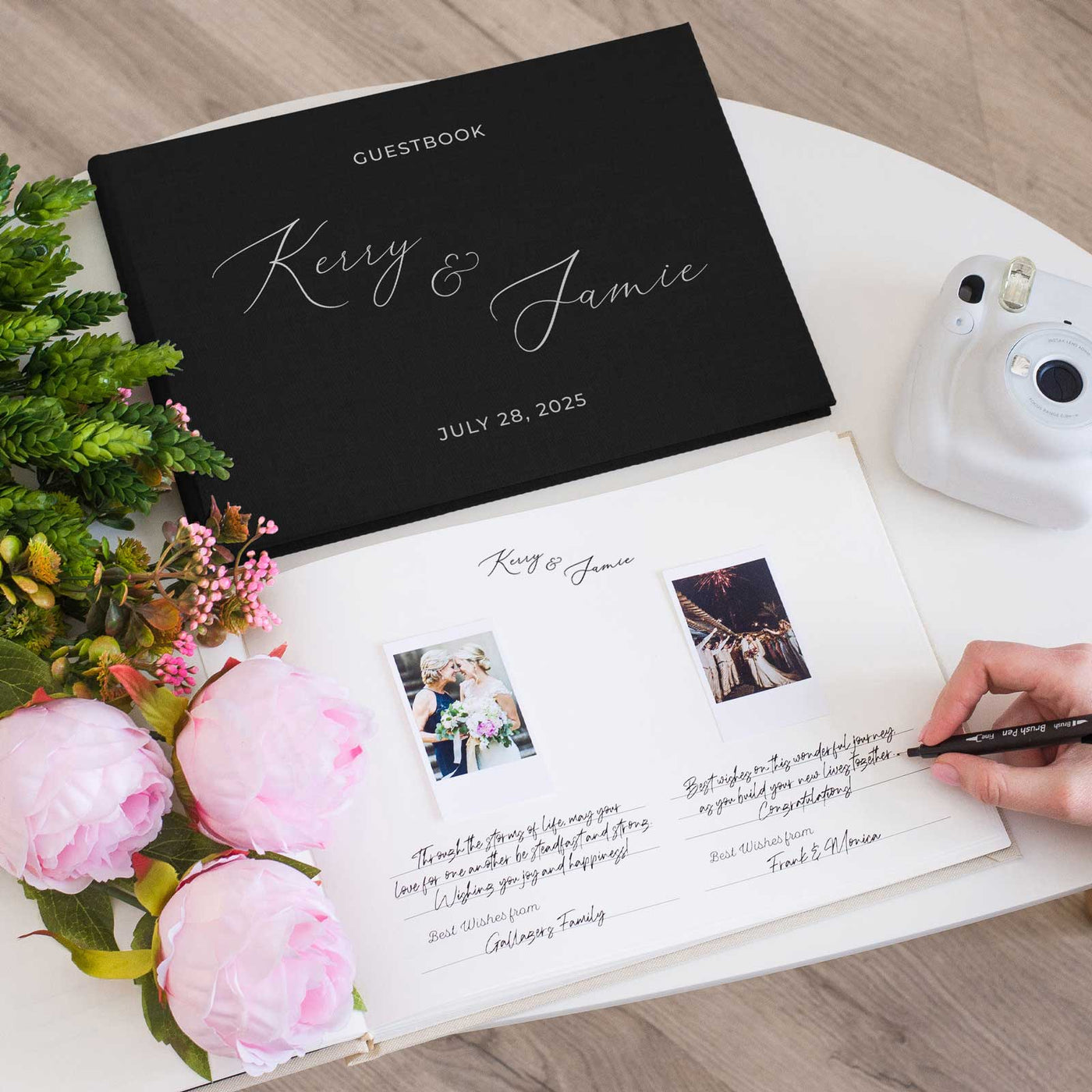 Wedding Photo Guest Book with Fabric Cover and W2 Design