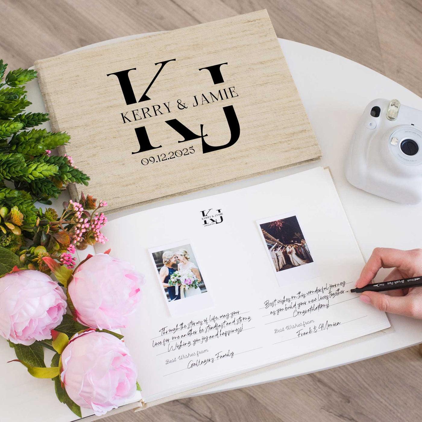 Wedding Photo Guest Book with Fabric Cover and W8 Design