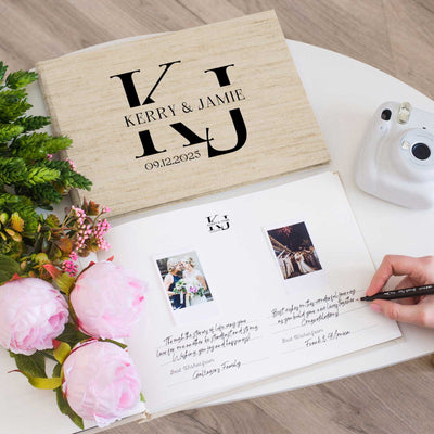 Wedding Photo Guest Book with Fabric Cover and W8 Design
